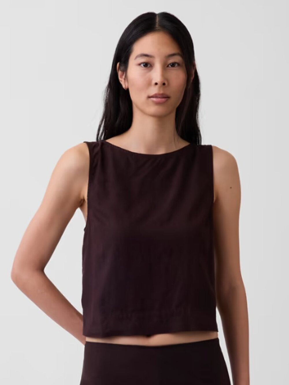 Gap Linen-Blend Crop Shell Tank with Button Back size XS NWT